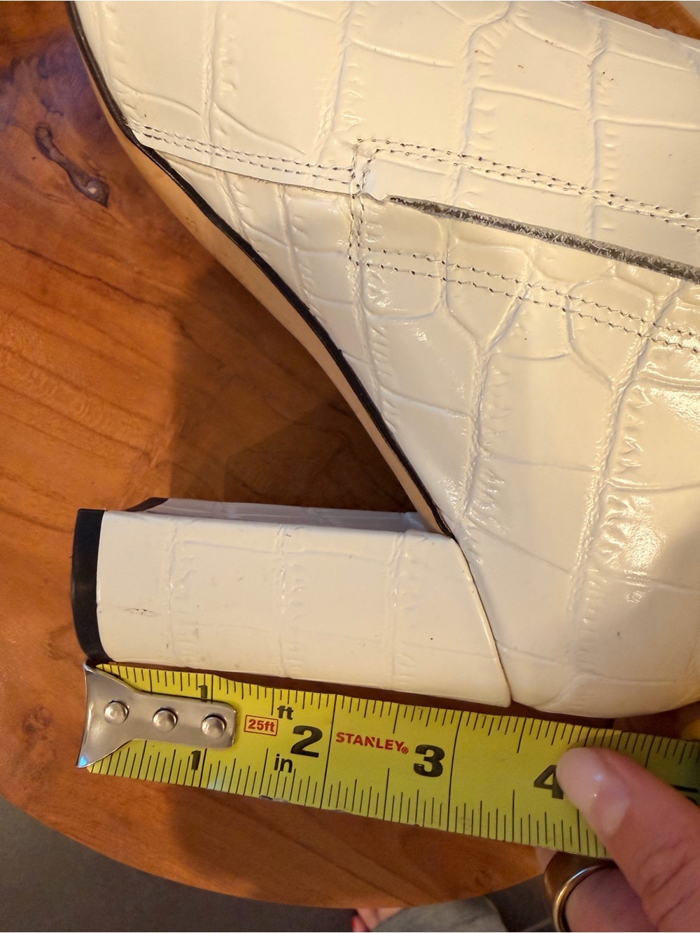 Marc Fisher White Croc-Embossed Pointed Toe Booties - Picture 9 of 9